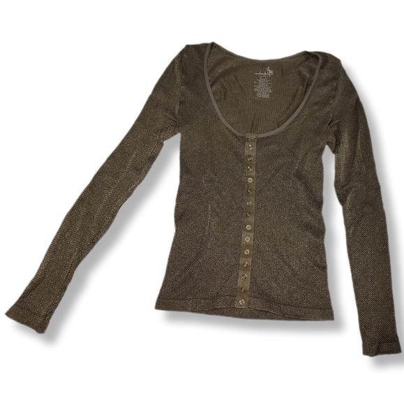 Intimately Free People Olive Long Sleeve Button Up - Picture 1 of 7